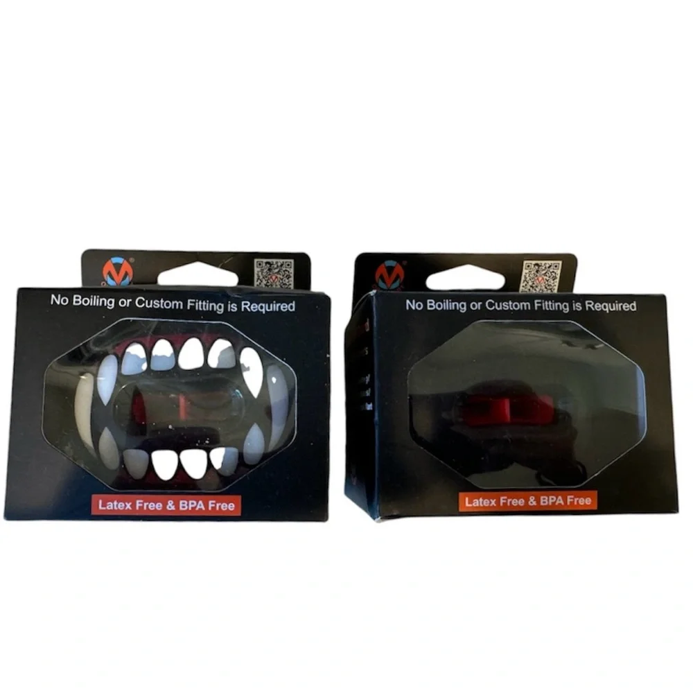 NWT Set 2 Mouthguards Oral Mart Flag Football Lacrosse Vampire Fangs Black